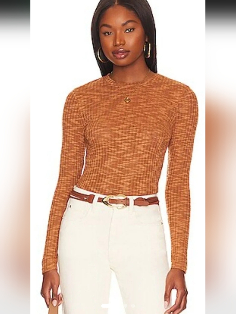 Free People Aura Layering Top in Maple Coffee Size L